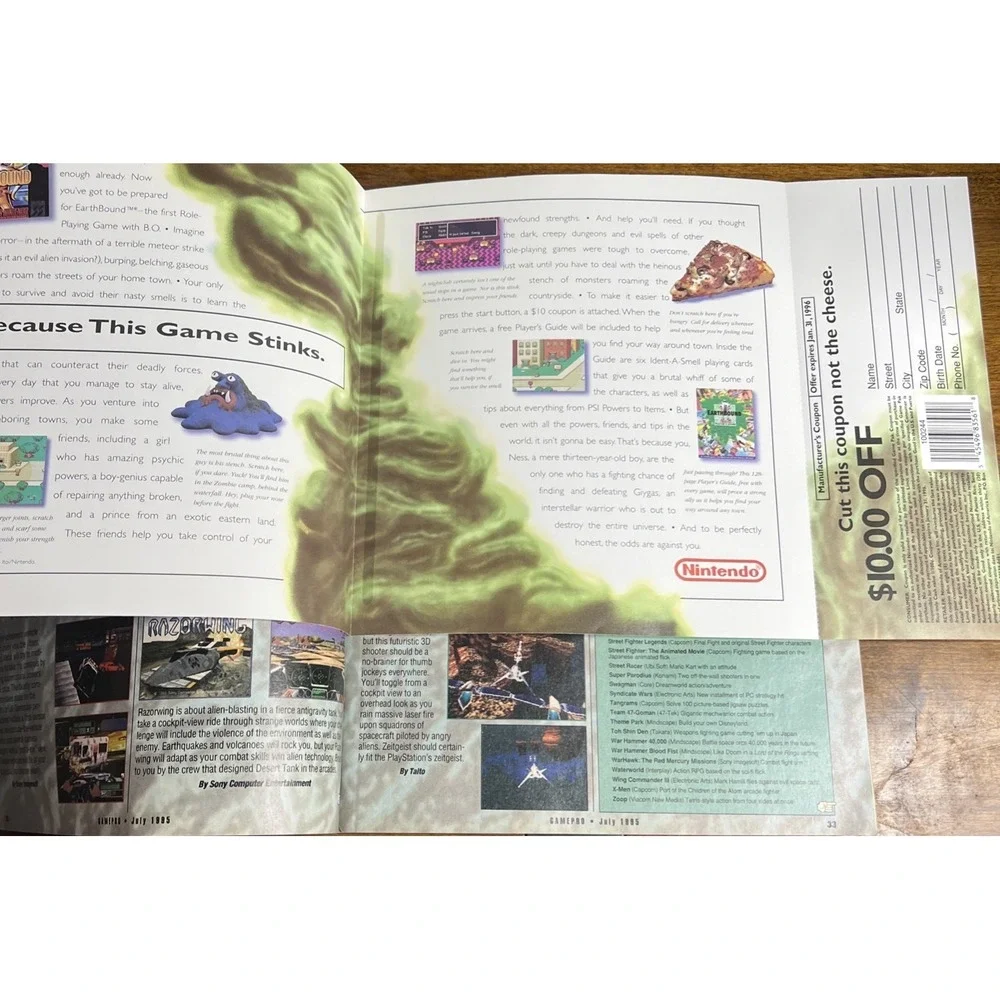 Game Pro Magazine July 1995 Judge Dredd‎ Snapple Tatoo Earthbound Insert